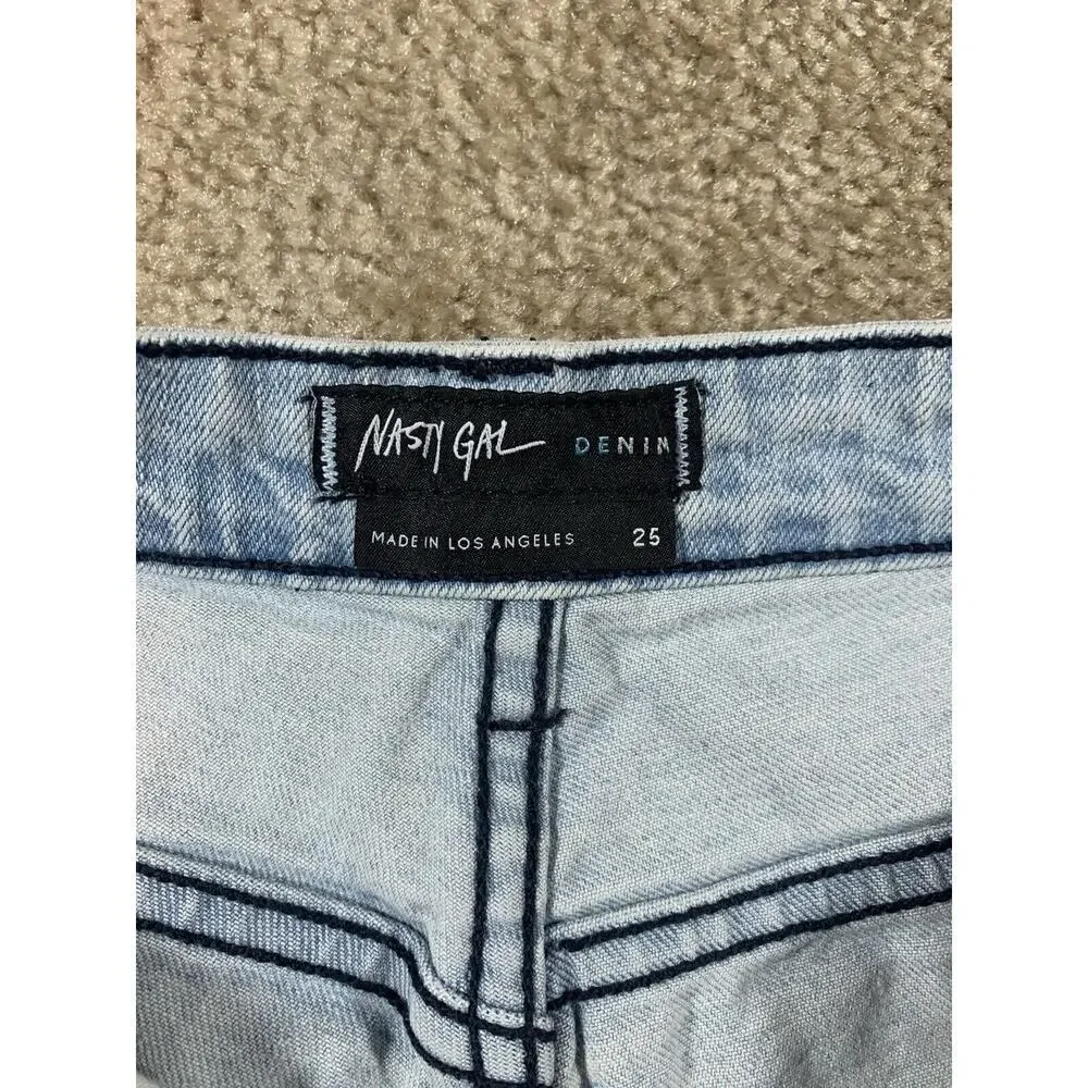 Nasty Gal Women's Size 25 Blue Skinny Distressed Light Wash Jeans 232